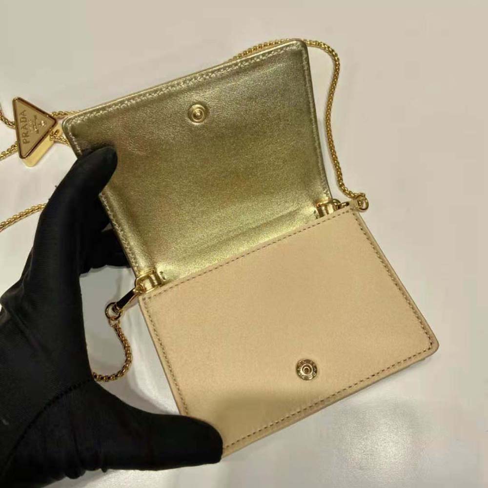 Prada Women Cardholder with Shoulder Strap and Crystals-Gold - image 7