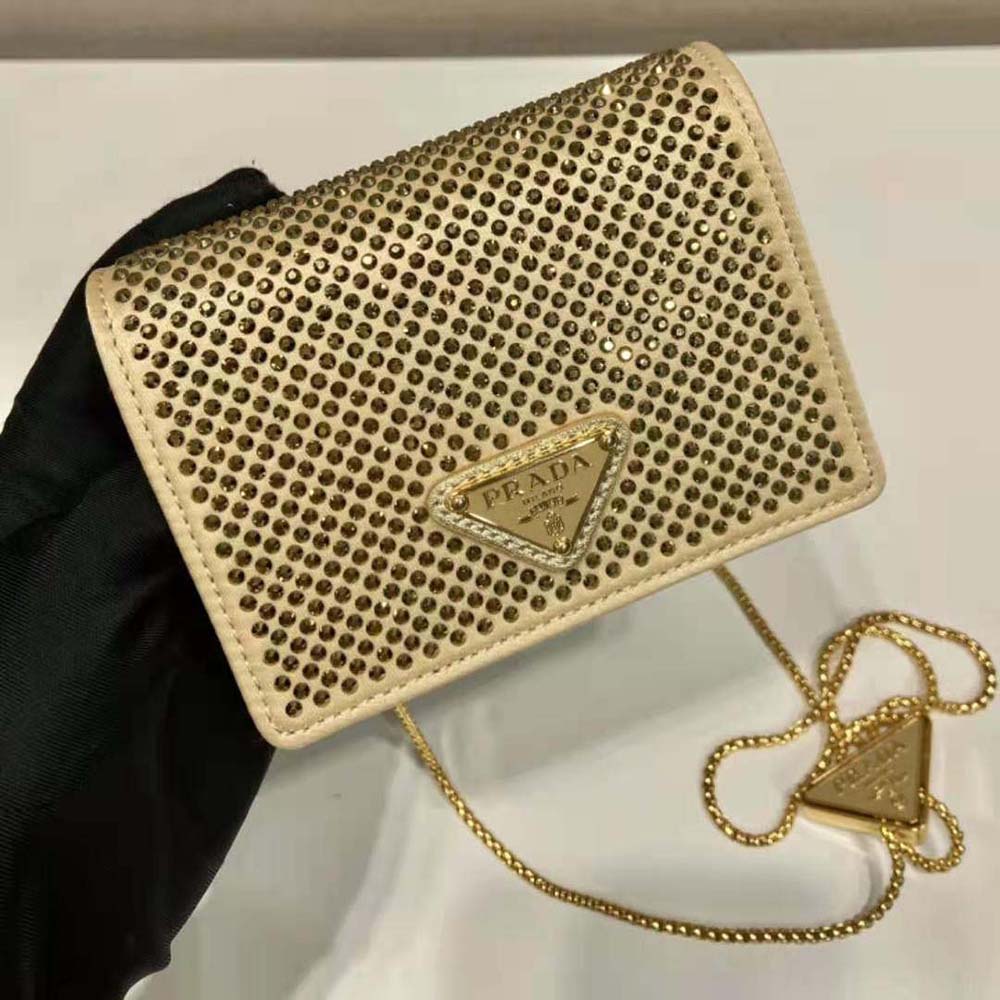 Prada Women Cardholder with Shoulder Strap and Crystals-Gold - image 6
