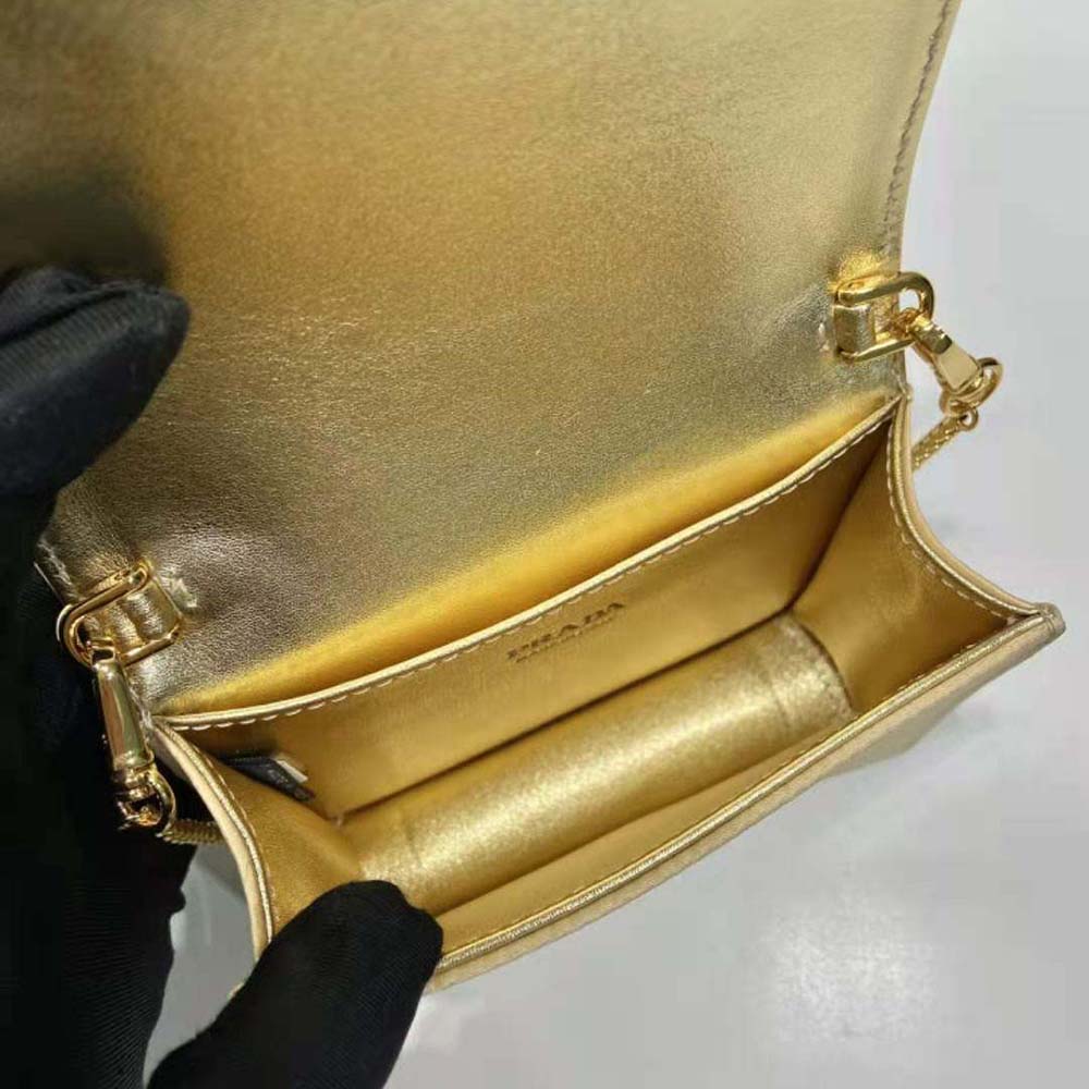 Prada Women Cardholder with Shoulder Strap and Crystals-Gold - image 9