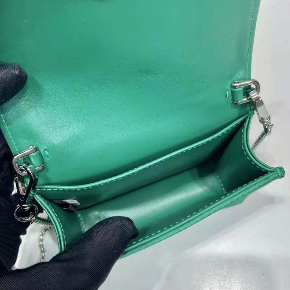 Prada Women Cardholder with Shoulder Strap and Crystals-Green - image 9