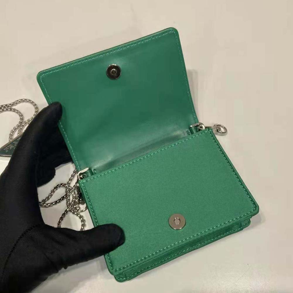 Prada Women Cardholder with Shoulder Strap and Crystals-Green - image 7