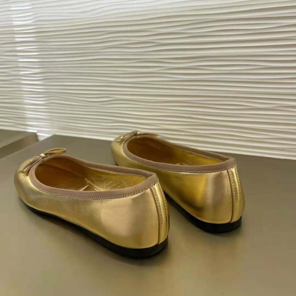 Prada Women Nappa Leather Ballerinas-Gold - image 6