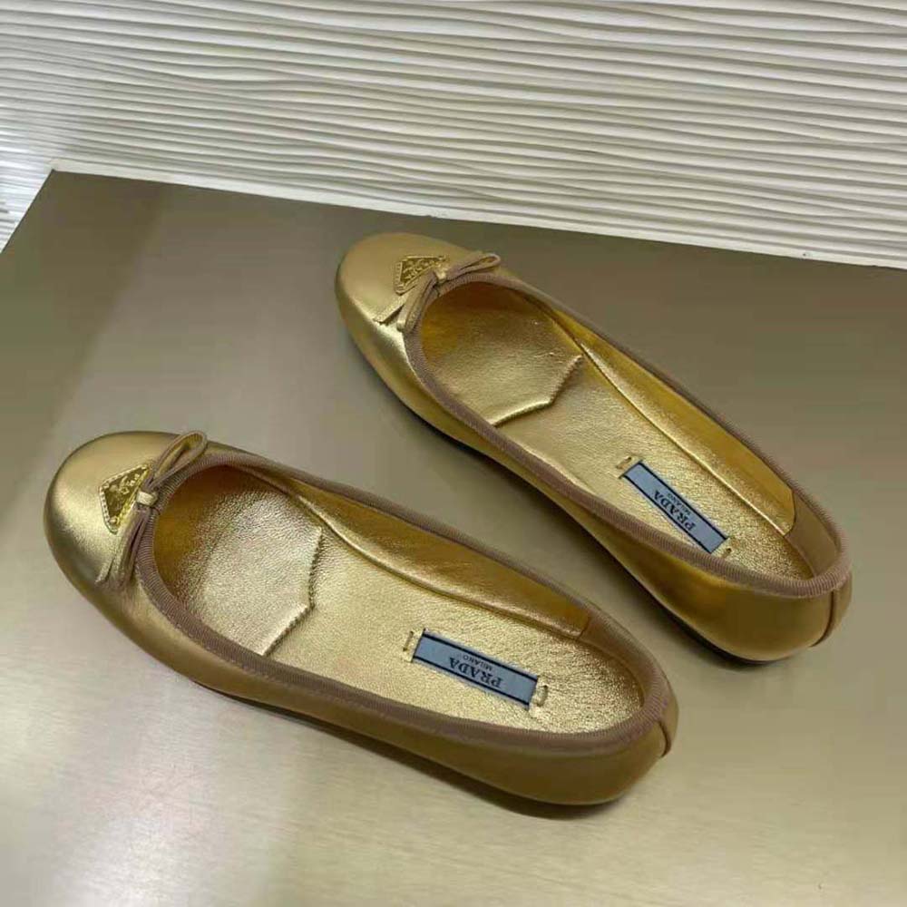 Prada Women Nappa Leather Ballerinas-Gold - image 5