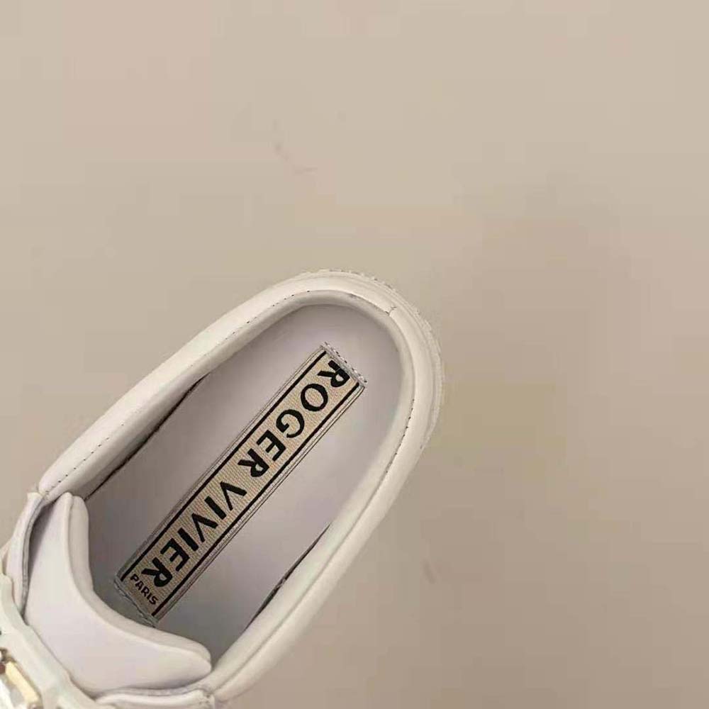 Roger Vivier Women Very Vivier Strass Buckle Mules in Leather-White - image 8