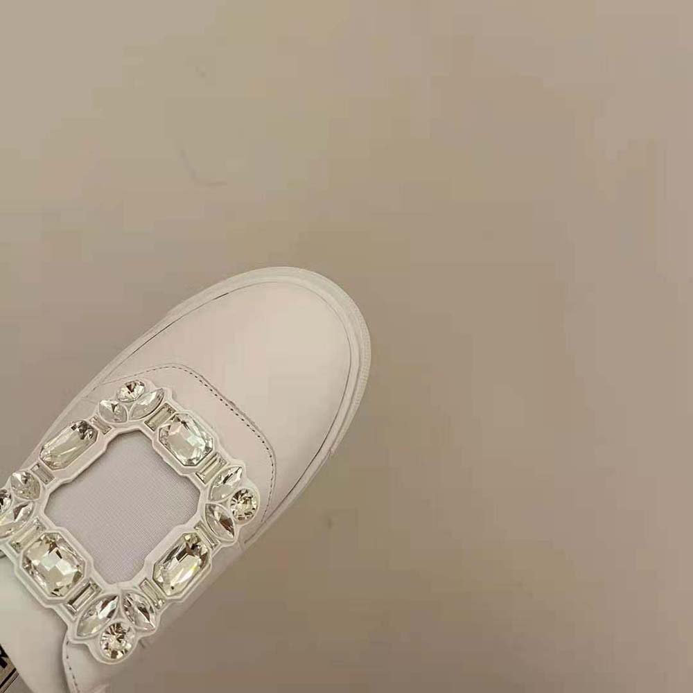 Roger Vivier Women Very Vivier Strass Buckle Mules in Leather-White - image 7