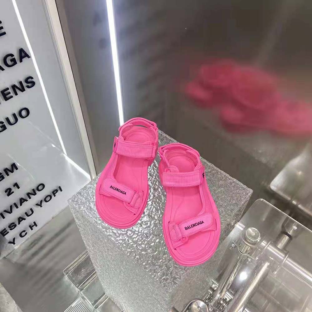 Top view showing chunky sole and vibrant color of Balenciaga Unisex Tourist Sandal