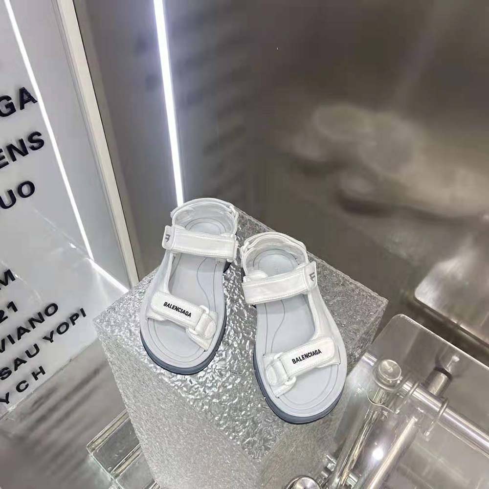 Top-down angle showing the chunky sole and color details of Balenciaga Tourist Sandal
