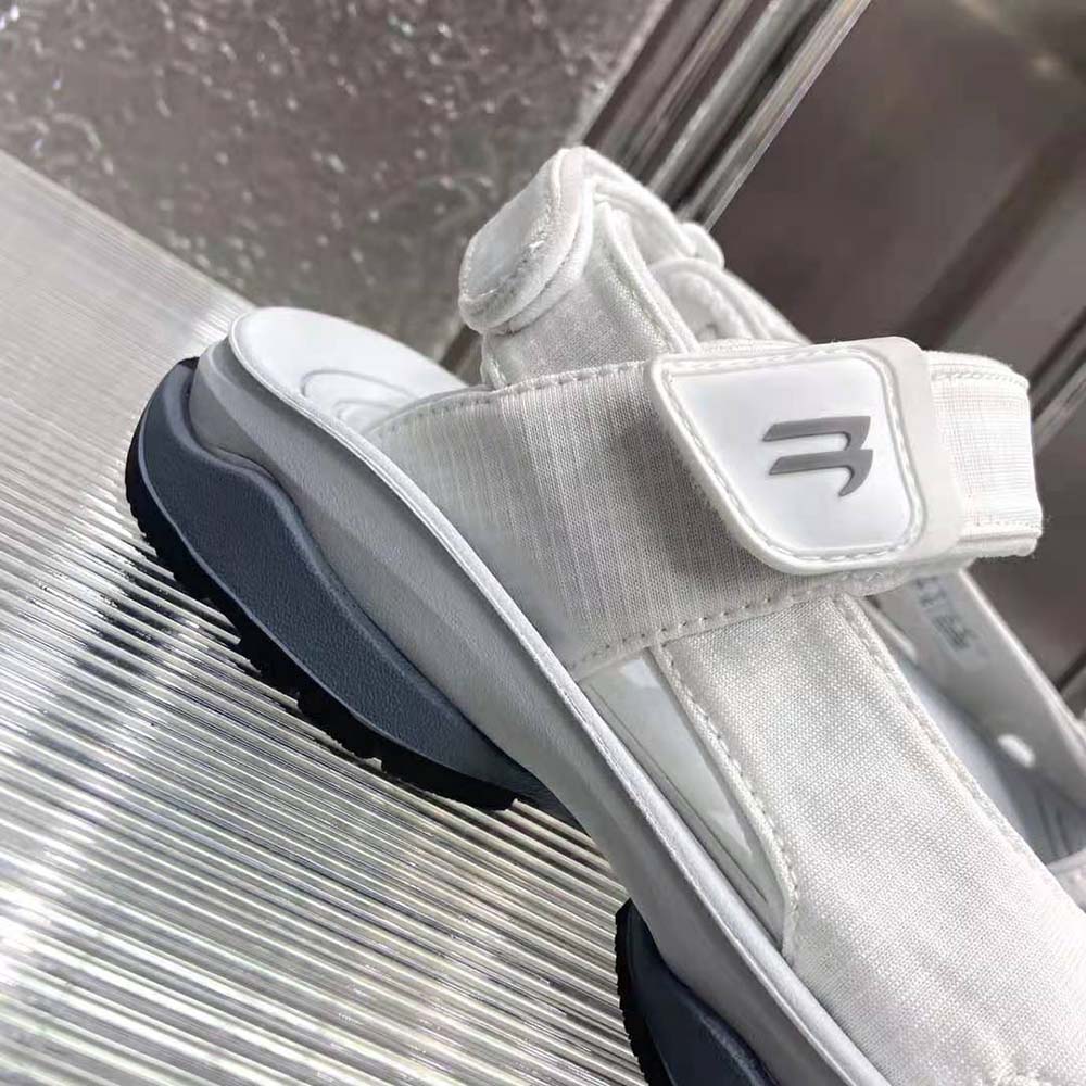Balenciaga Unisex Tourist Sandal in White, Grey and Black Technical Material - image 8