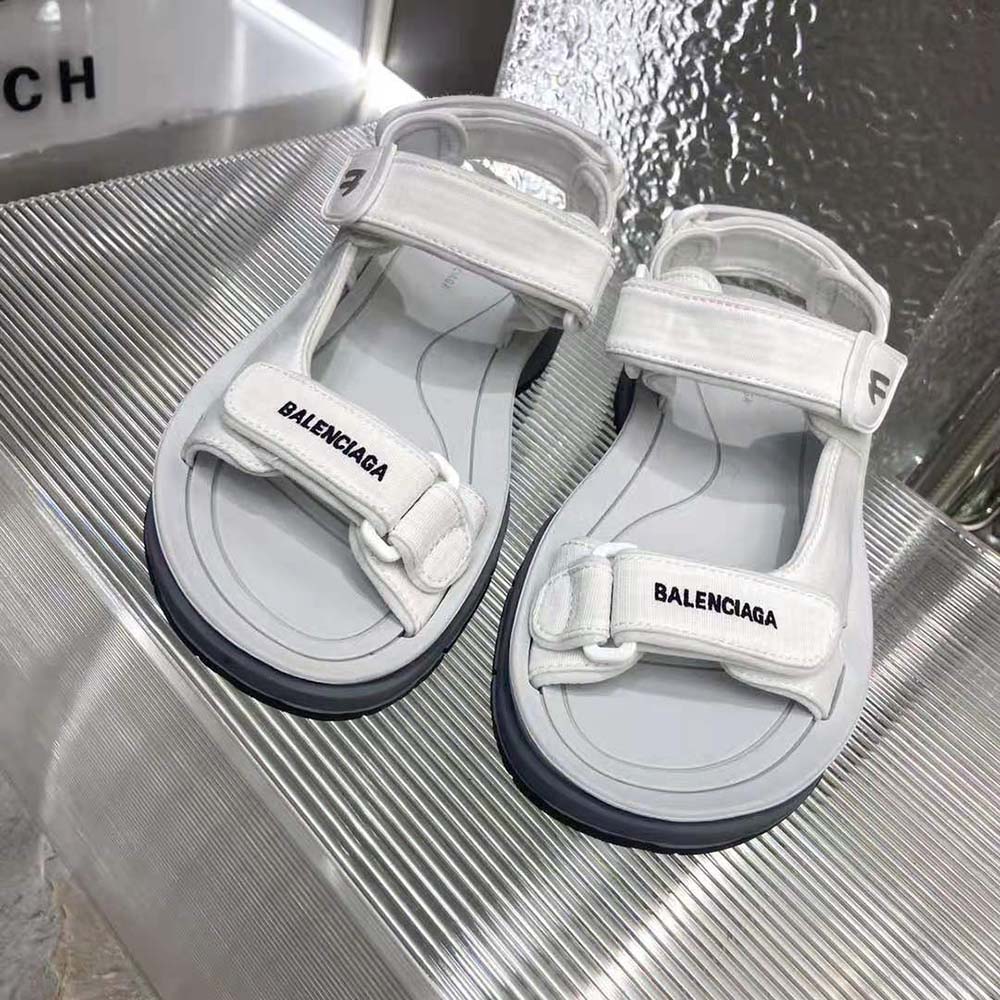 Balenciaga Unisex Tourist Sandal in White, Grey and Black Technical Material - image 4