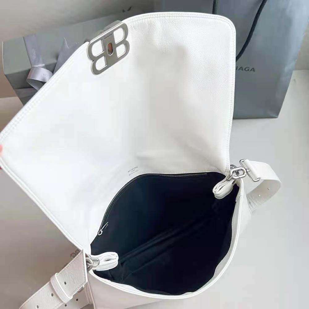 Balenciaga Women BB Soft Large Flap Bag in Optic White - image 9
