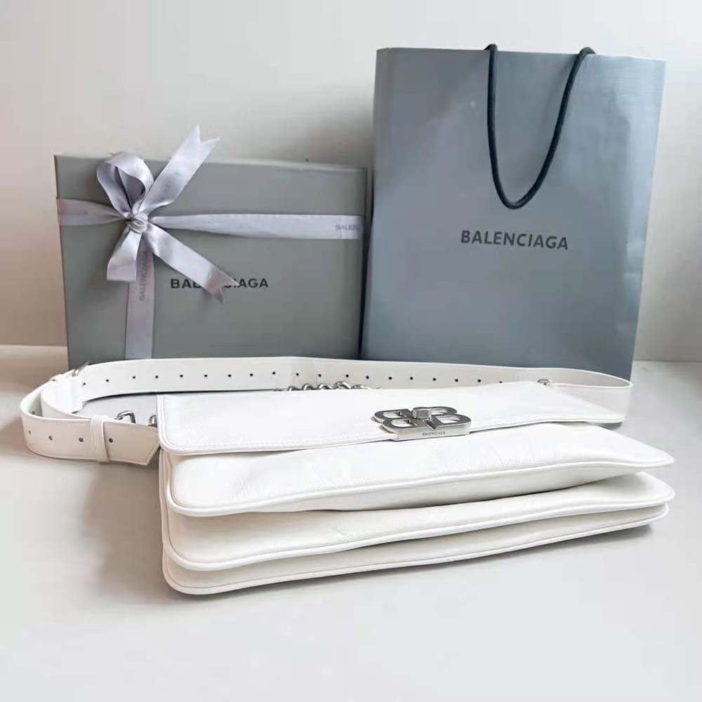 Balenciaga Women BB Soft Large Flap Bag in Optic White - image 7