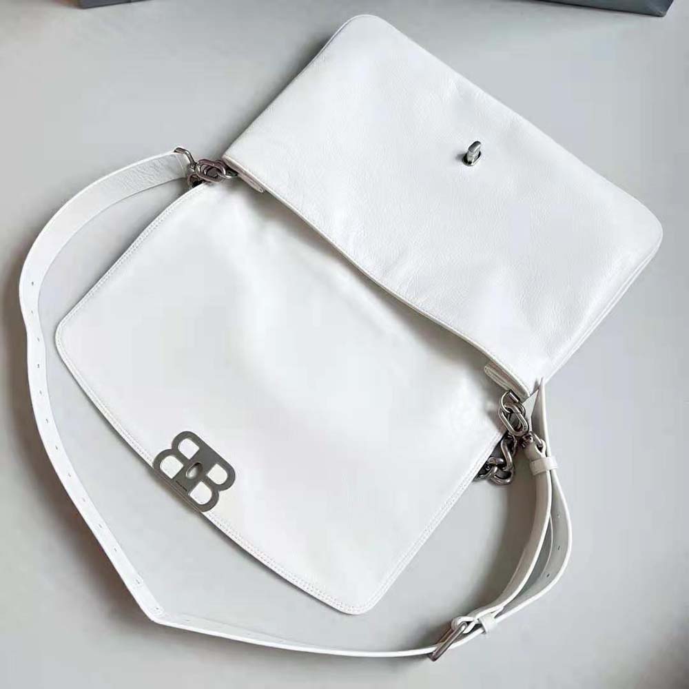 Balenciaga Women BB Soft Large Flap Bag in Optic White - image 6