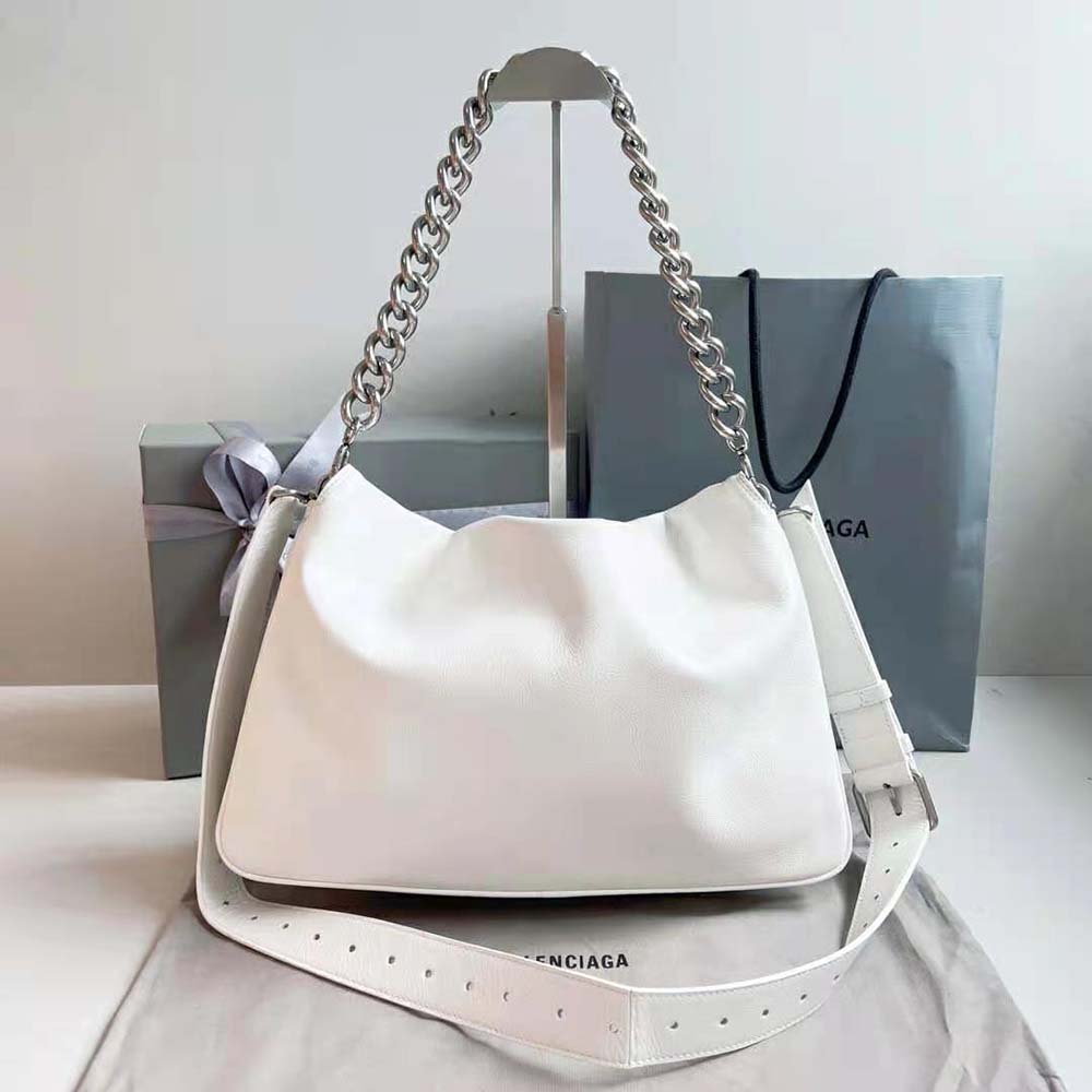 Side profile showing smooth leather texture on Balenciaga Women BB Soft Large Flap Bag