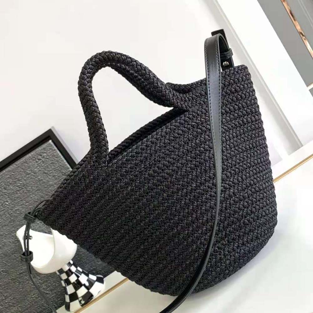 Close-up of signature Balenciaga logo on Ibiza Small Basket With Strap