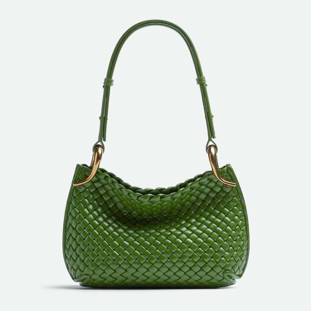 Front view of Bottega Veneta Women Small Clicker Shoulder Bag-Green