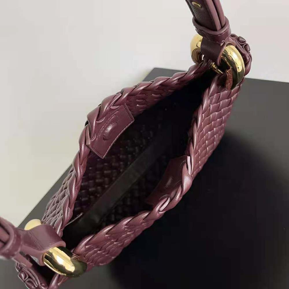 Bottega Veneta Women Small Clicker Shoulder Bag-Maroon - image 9