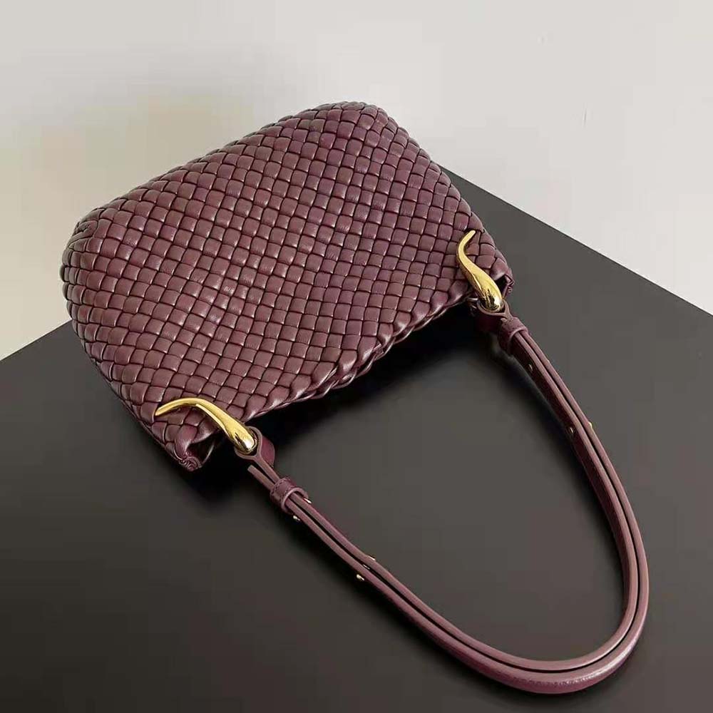 Bottega Veneta Women Small Clicker Shoulder Bag-Maroon - image 4