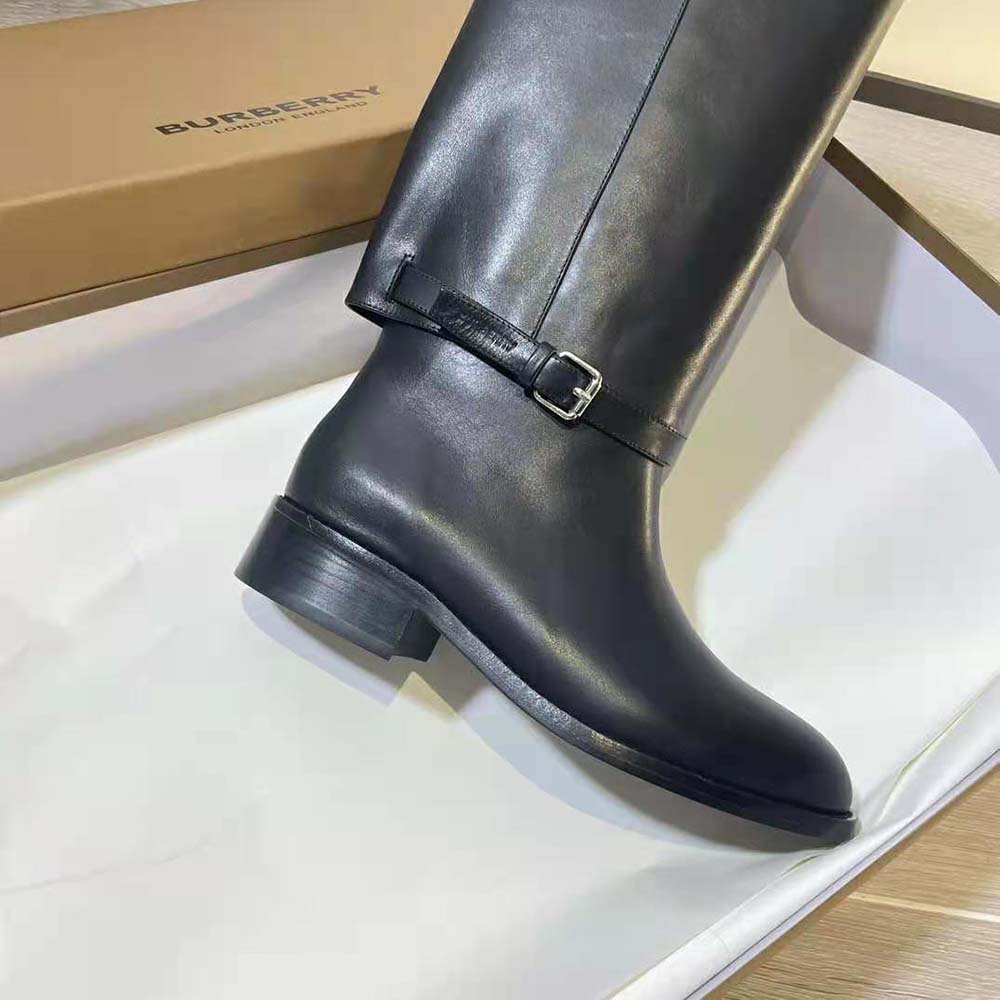 Burberry Women Leather Boots with a Logo-Embossed Ankle Strap - image 9
