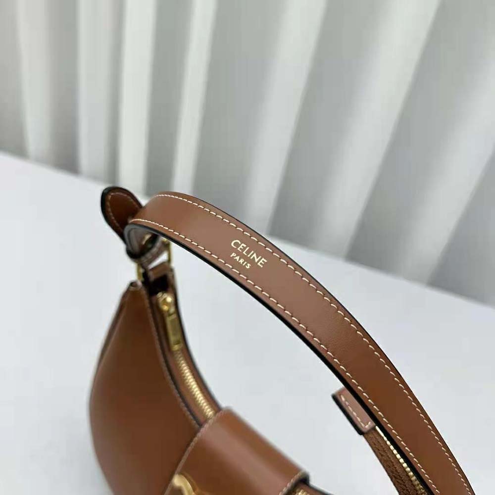 Celine Women Ava Triomphe Soft Bag in Smooth Calfskin-Brown - image 10