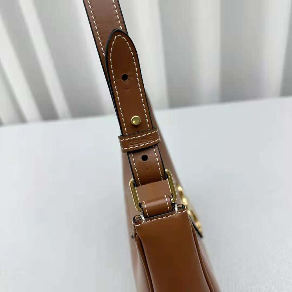 Celine Women Ava Triomphe Soft Bag in Smooth Calfskin-Brown - image 9