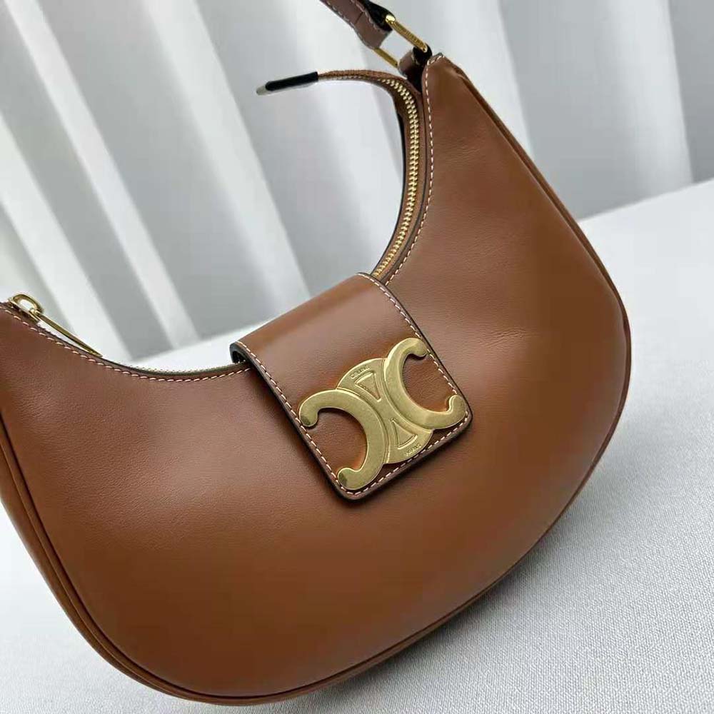 Celine Women Ava Triomphe Soft Bag in Smooth Calfskin-Brown - image 6