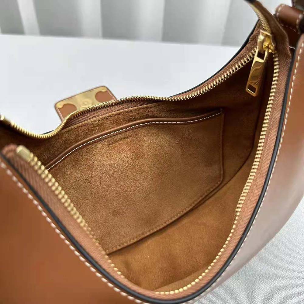 Celine Women Ava Triomphe Soft Bag in Smooth Calfskin-Brown - image 8
