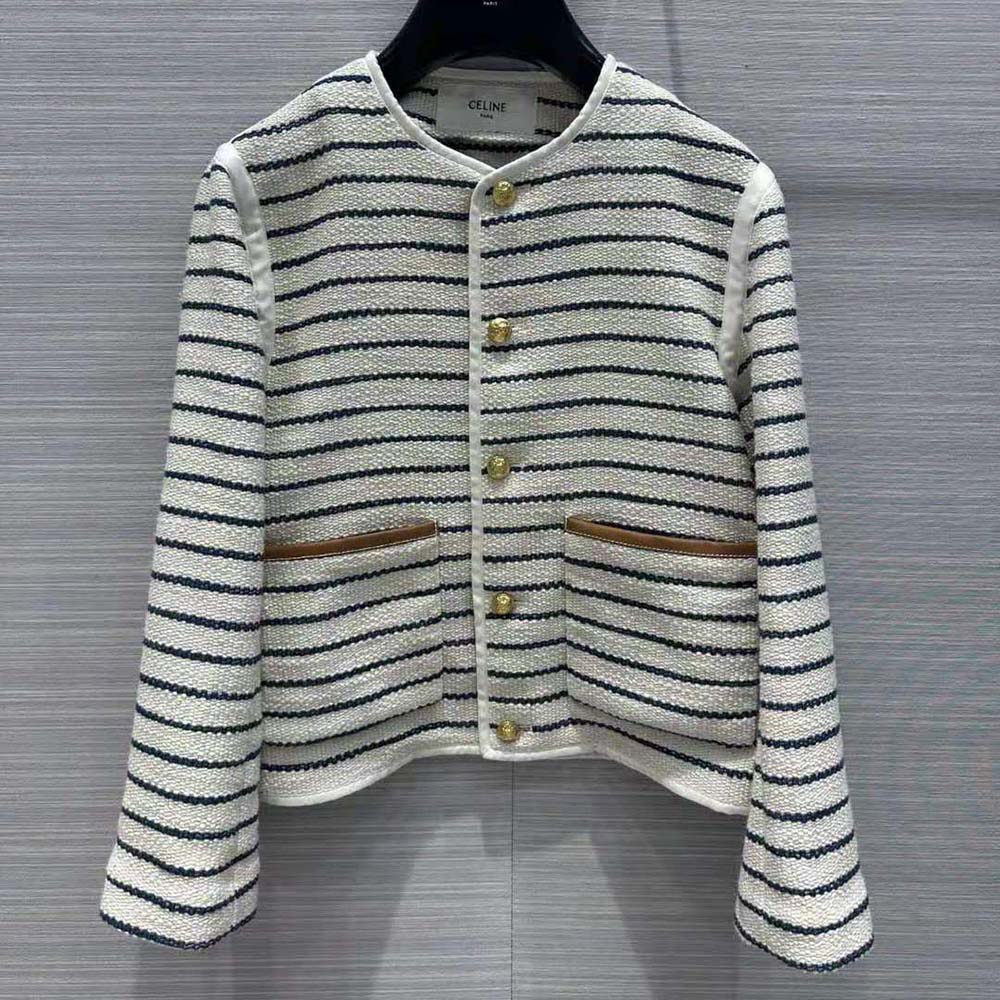 Close-up of leather cuff detail on Celine Women Cardigan Jacket