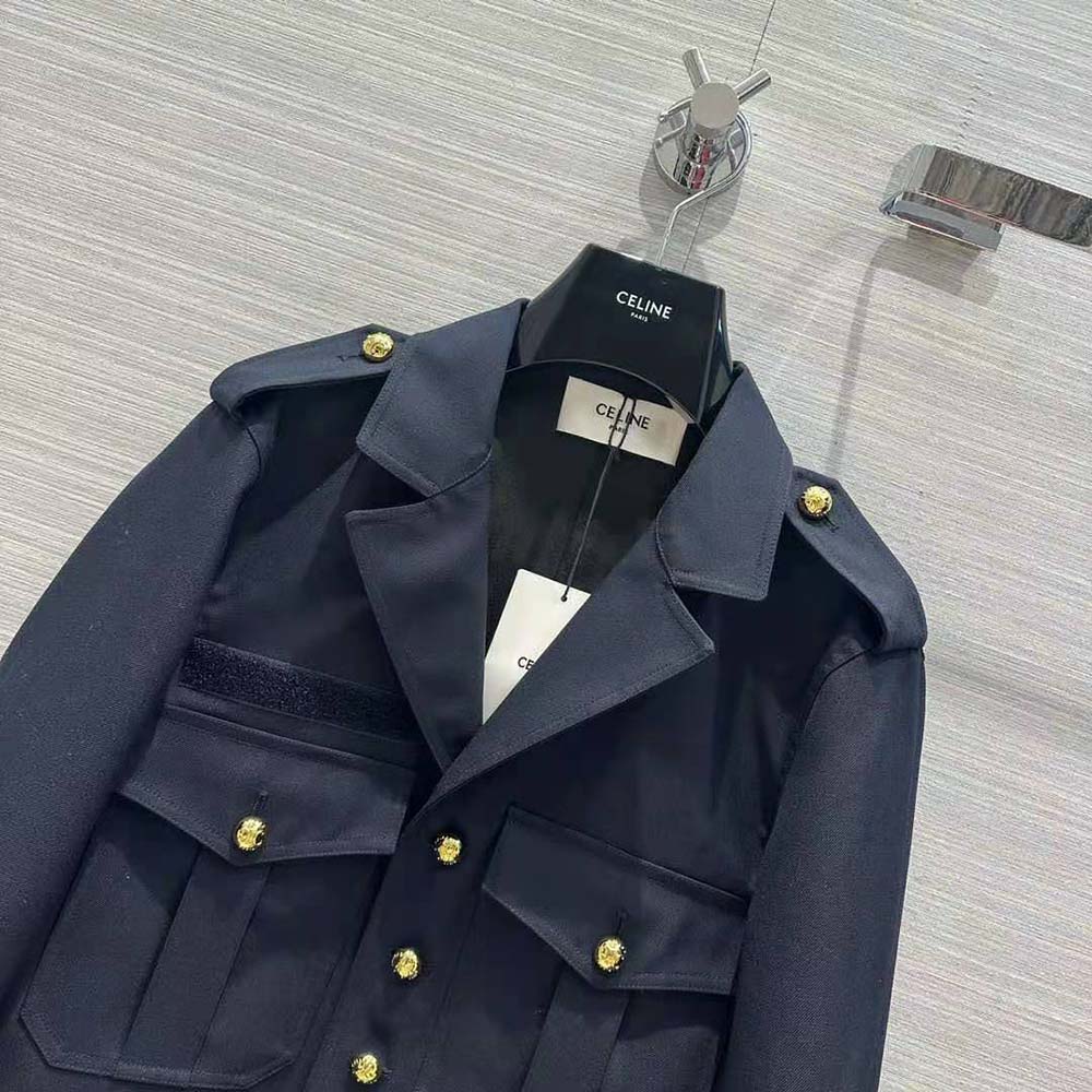 Celine Women Cropped Saharienne Jacket in Diagonal Wool - image 5