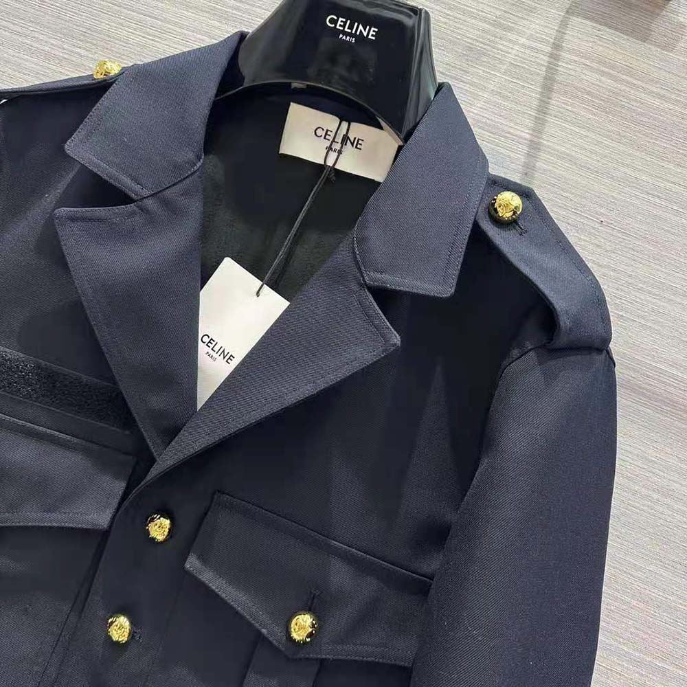Celine Women Cropped Saharienne Jacket in Diagonal Wool - image 6