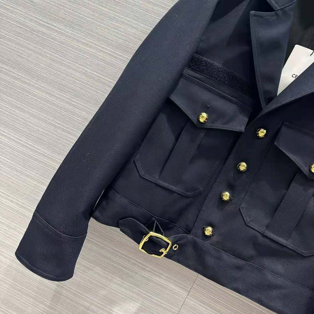 Celine Women Cropped Saharienne Jacket in Diagonal Wool - image 9
