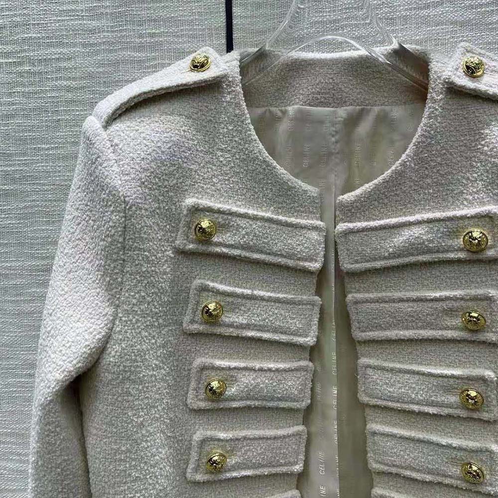 Celine Women Military Jacket in Tweed - image 4