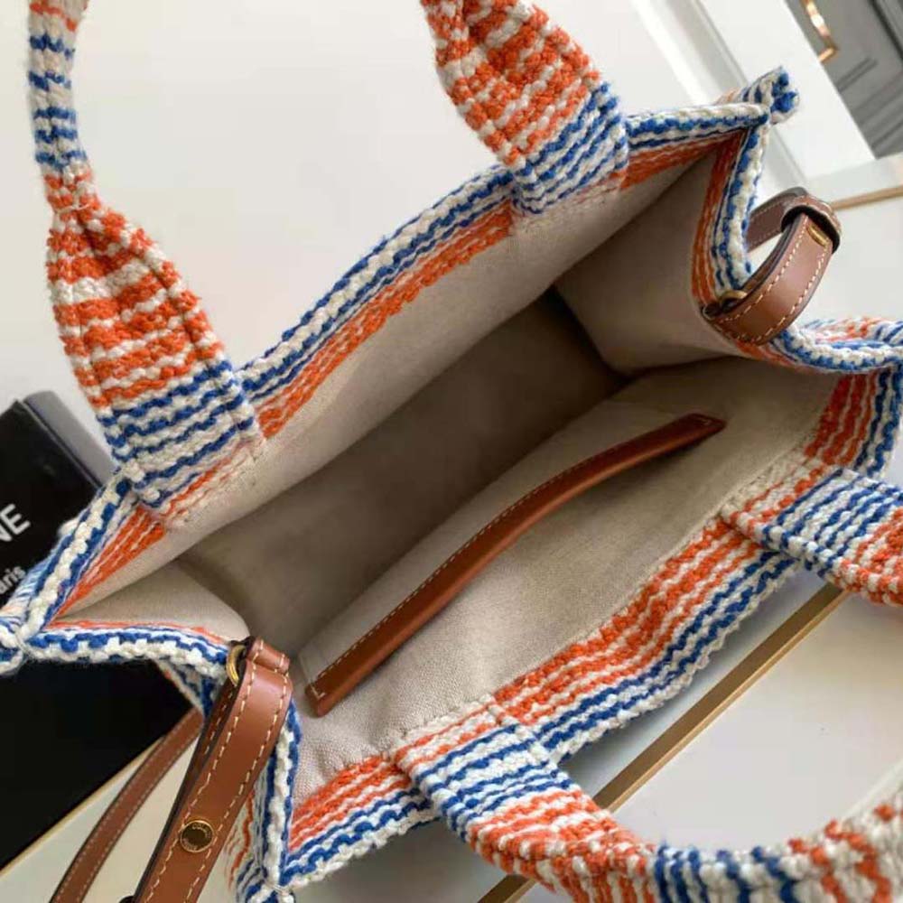 Celine Women Small Cabas Thais in Striped Textile with Celine - image 6