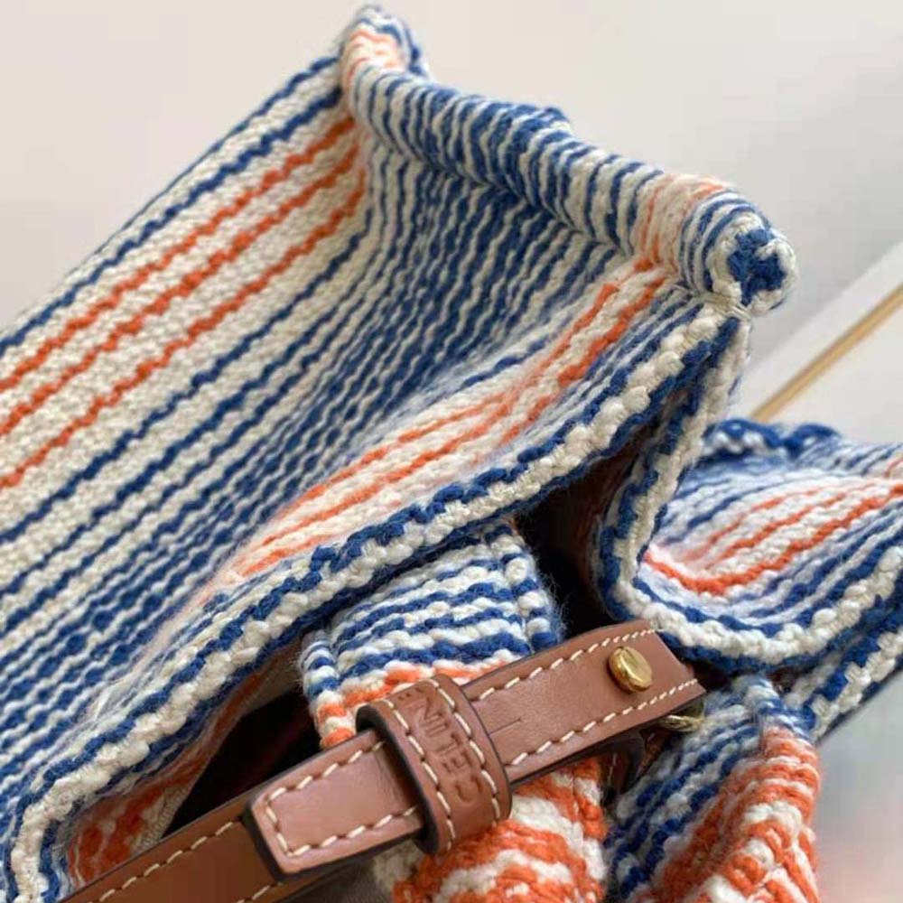 Celine Women Small Cabas Thais in Striped Textile with Celine - image 8