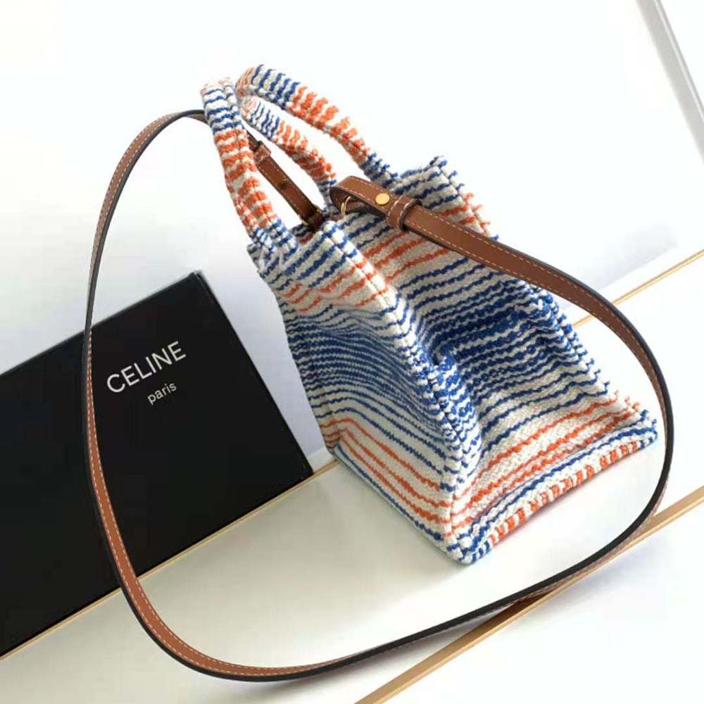 Celine Women Small Cabas Thais in Striped Textile with Celine - image 4