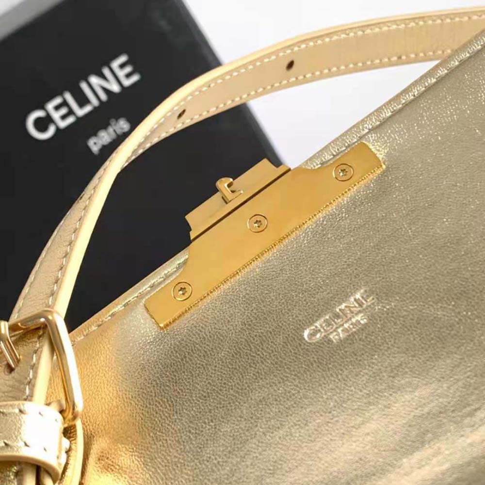 Celine Women Teen Triomphe Bag in Sequins and Calfskin-Gold - image 10