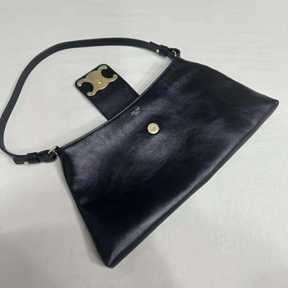 Celine Women Wiltern Clutch Triomphe Soft in Smooth Calfskin-Black - image 4