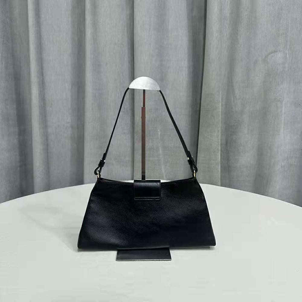 Side angle showcasing silhouette of Celine Wiltern Clutch Triomphe Soft