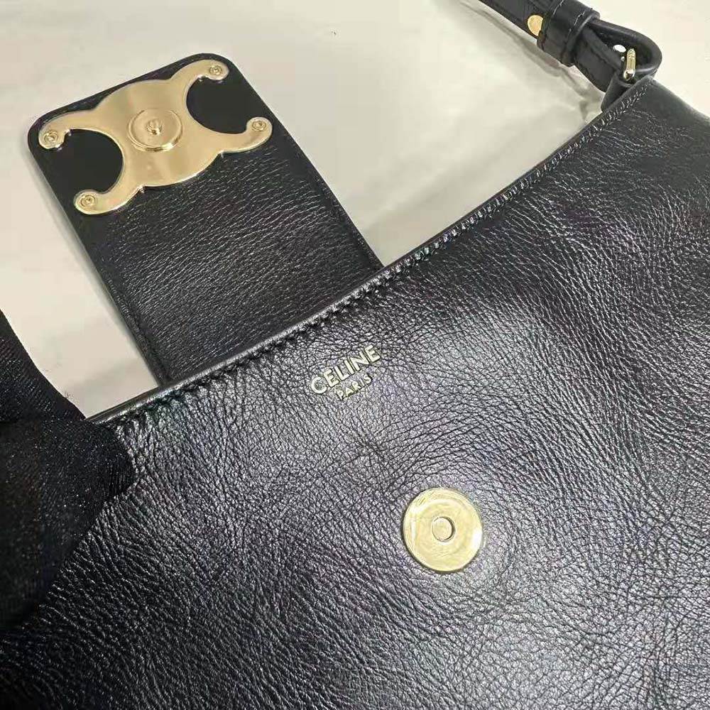 Celine Women Wiltern Clutch Triomphe Soft in Smooth Calfskin-Black - image 10