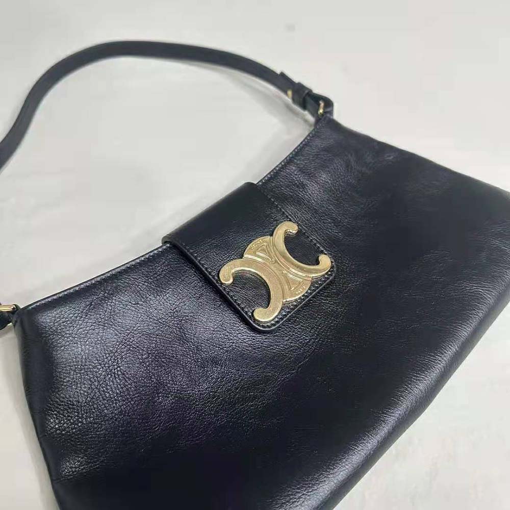 Celine Women Wiltern Clutch Triomphe Soft in Smooth Calfskin-Black - image 5