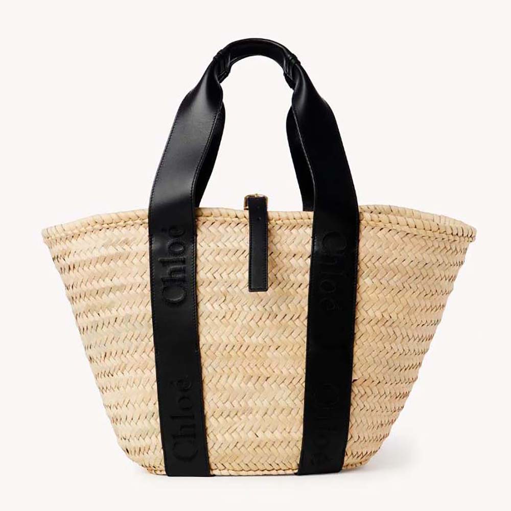 Front view of Chloe Women Sense Medium Basket-Black handbag