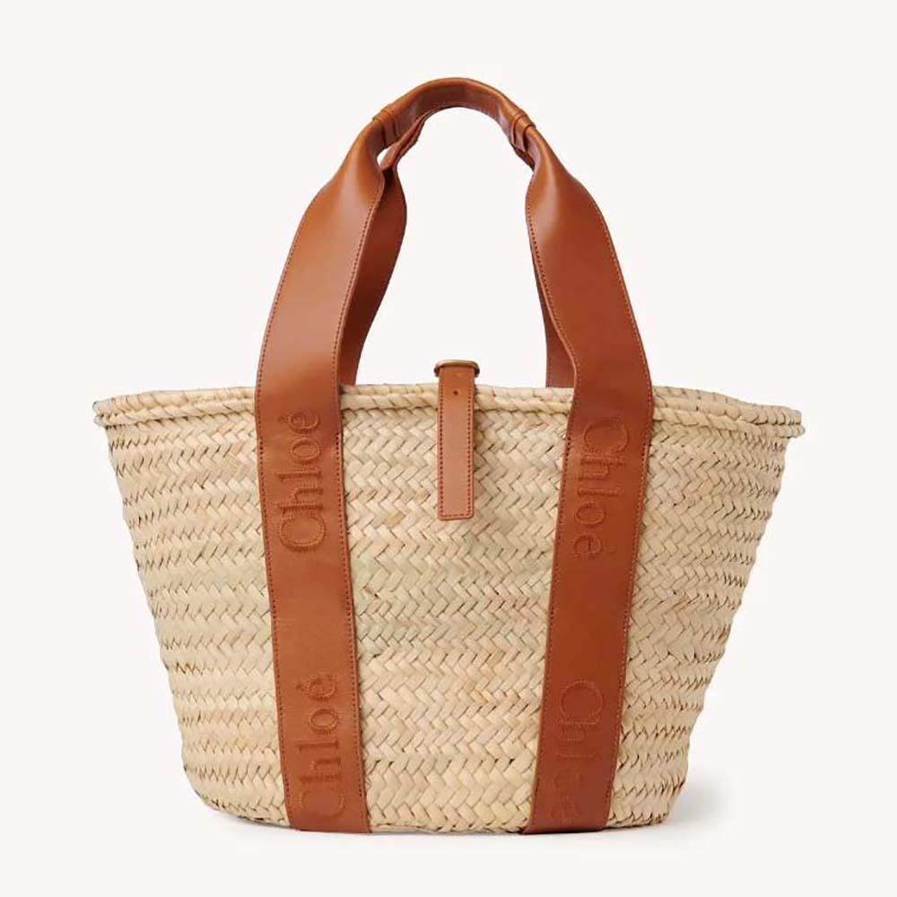 Front view of Chloe Women Sense Medium Basket-Brown shoulder bag