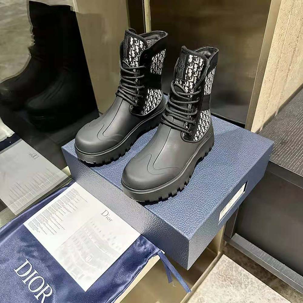 Dior Men Garden Lace-up Boot Beige and Black Dior Oblique Jacquard and Black Rubber - image 4