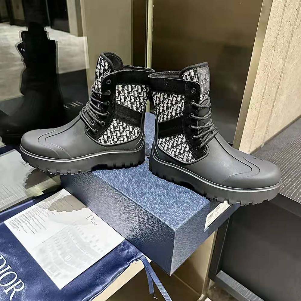 Dior Men Garden Lace-up Boot Beige and Black Dior Oblique Jacquard and Black Rubber - image 8