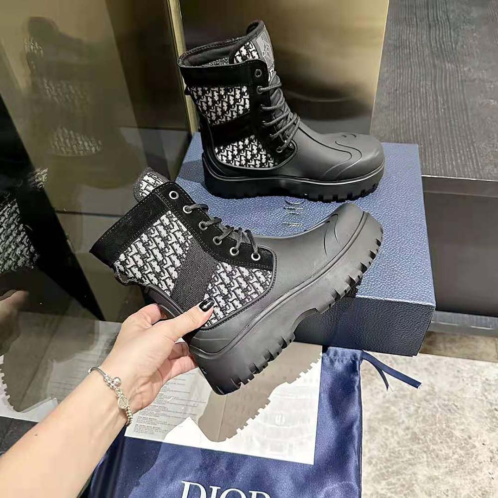 Dior Men Garden Lace-up Boot Beige and Black Dior Oblique Jacquard and Black Rubber - image 7