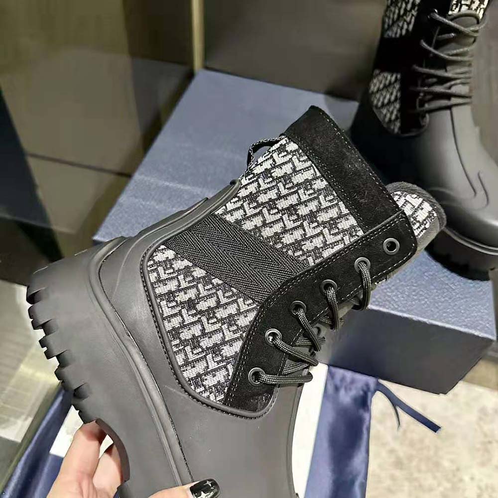 Dior Men Garden Lace-up Boot Beige and Black Dior Oblique Jacquard and Black Rubber - image 10