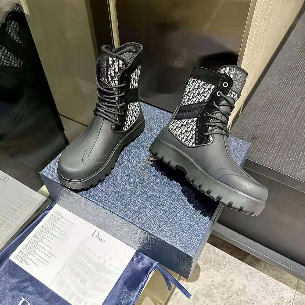 Dior Men Garden Lace-up Boot Beige and Black Dior Oblique Jacquard and Black Rubber - image 5