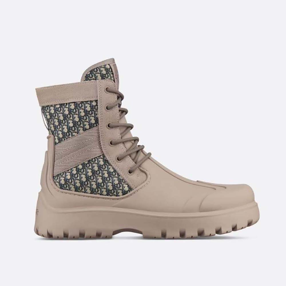 Side profile of Dior Men Garden Lace-up Boot showing jacquard pattern