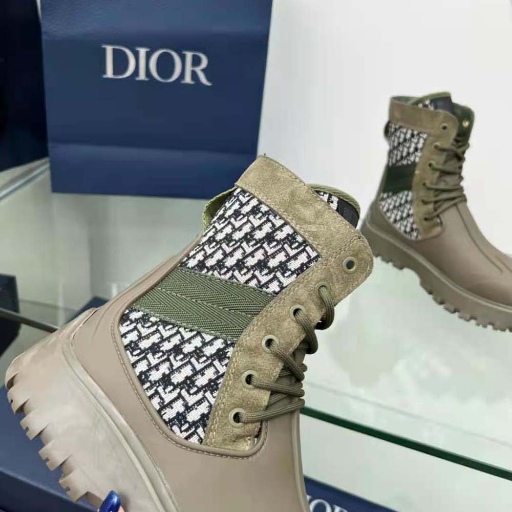 Dior Men Garden Lace-up Boot Beige and Black Dior Oblique Jacquard and Brown Rubber - image 8