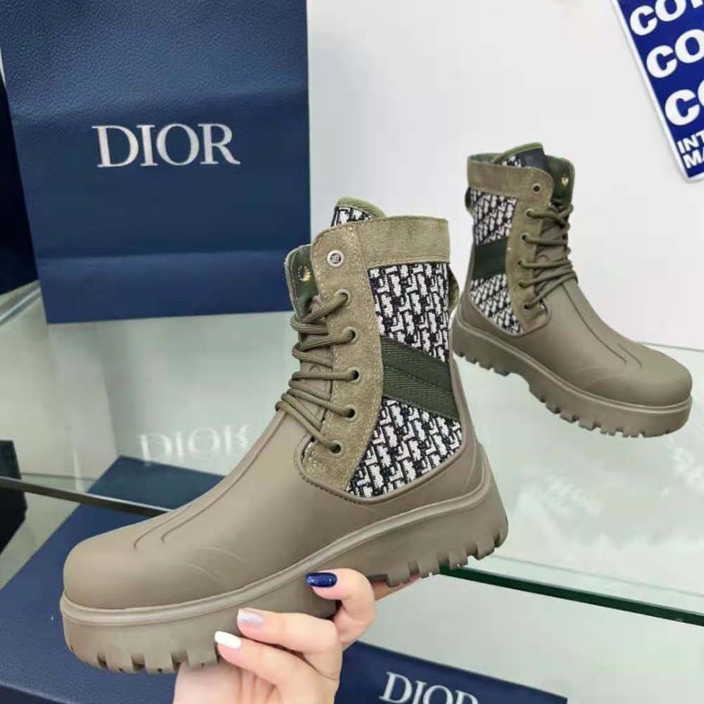 Dior Men Garden Lace-up Boot Beige and Black Dior Oblique Jacquard and Brown Rubber - image 6