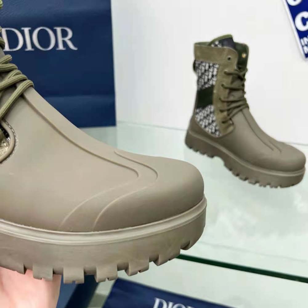 Dior Men Garden Lace-up Boot Beige and Black Dior Oblique Jacquard and Brown Rubber - image 9